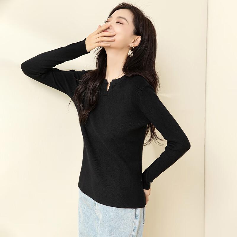 YUZHAOLIN Women's V-Neck Long-Sleeve Knit Top