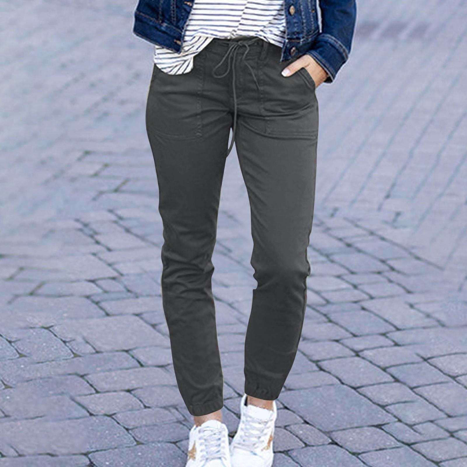 

Жіночі спортивні штани. Модні жіночі літні тонкі однотонні повсякденні штани з кишенями XL