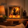 Small Halloween Figures Lighted Frame Ornaments, Light Up Shadow Box, Warm Decorative Seasonal Lights Atmosphere LED for Home Living Room Bedroom