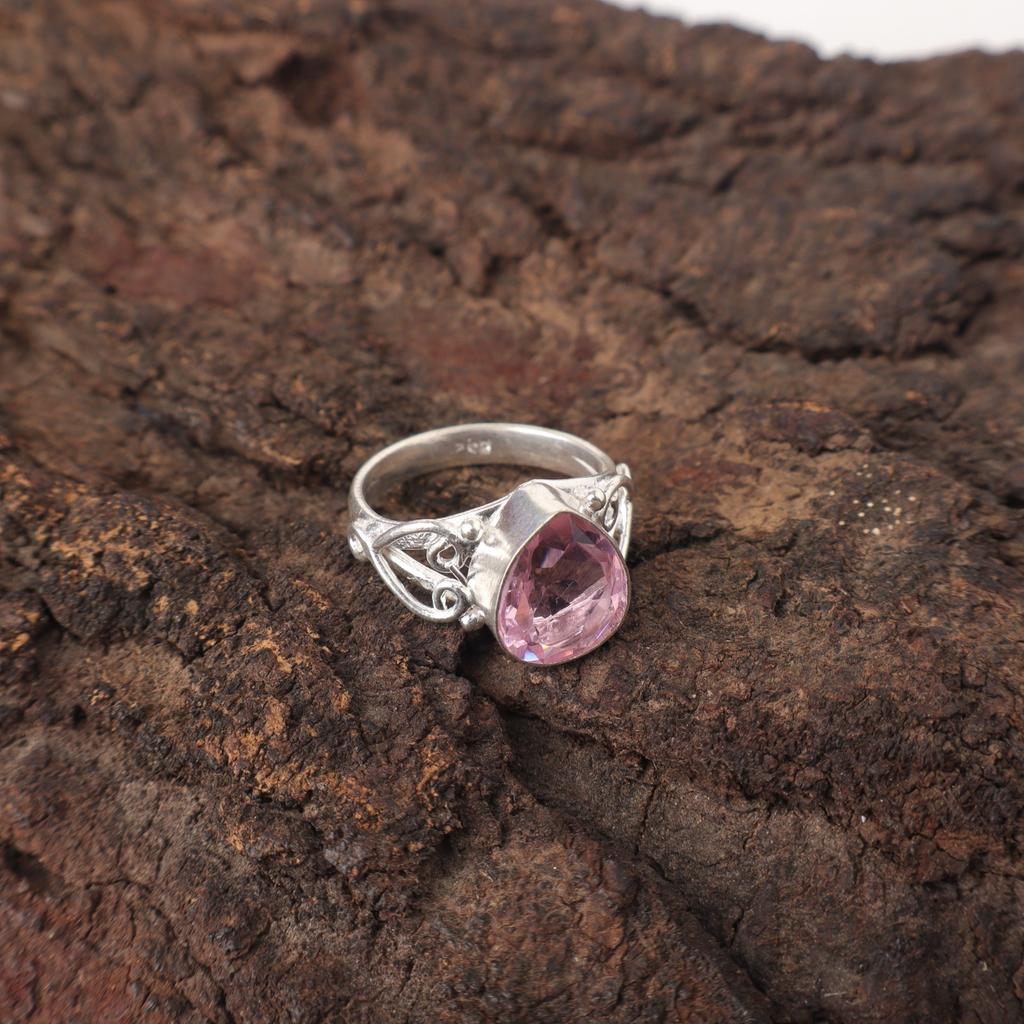 Piatră Morganit Argint Sterling 925 Artizanal Nou Cocktail Inel Unic Aniversar RR-46-7