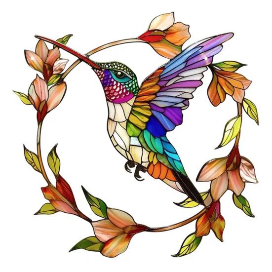 Animal Sun Catcher Multicolor Acrylic Bird Bat Pendant Stained Glass Style Hanging Decoration for Living Room Bedroom Windows Balconies