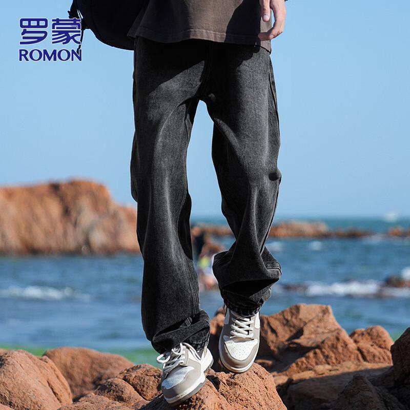 

ROMON Мужские осенне-зимние ретро джинсы прямого кроя, свободные, повседневные XL