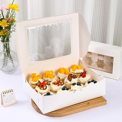 6 Pcs Cupcake Boxes Cupcake Containers Food Grade Material with Window Cookie Boxes Treat Boxes Holiday Wedding Birthday Party Bakery Supplies