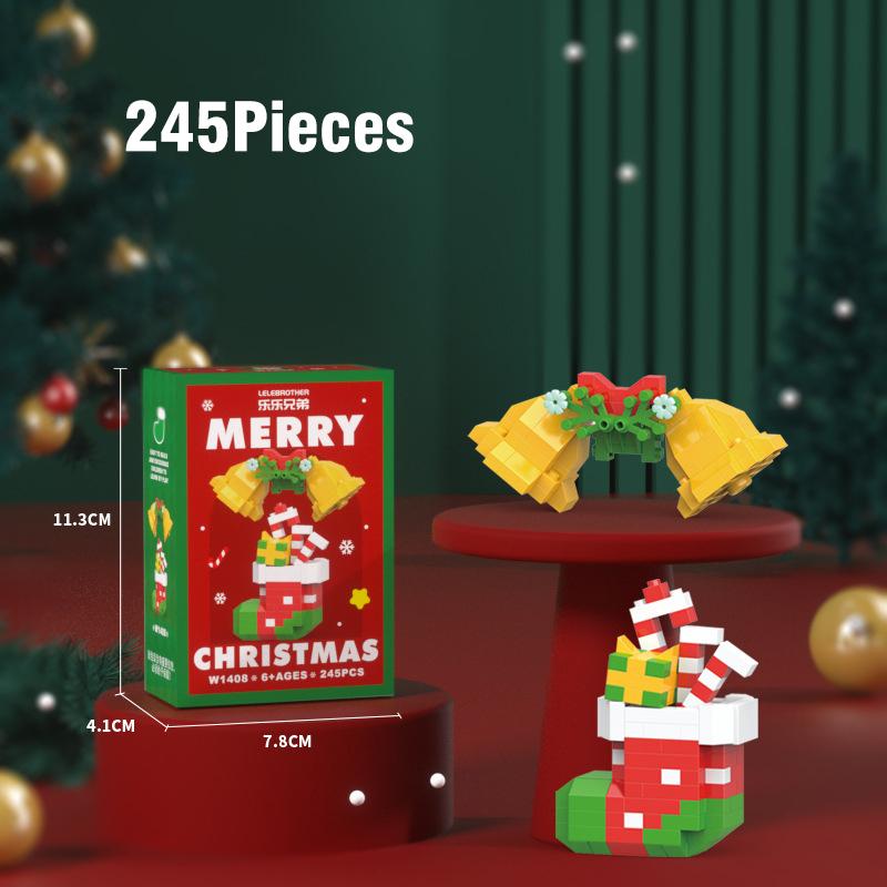 Christmas Mini Building Blocks Santa Snowman Xmas Tree Reindeer Train Brick Ornament Micro Particle DIY Assembly Decor Toy Gift