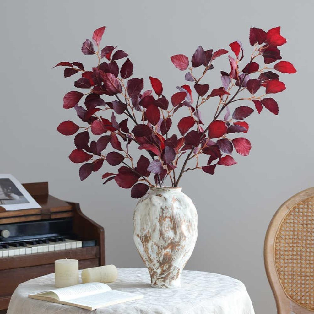 98cm Artificial Long Beech Branch Floral Green Plants Leaves Simulation Silk Beech Leaf  Hotel