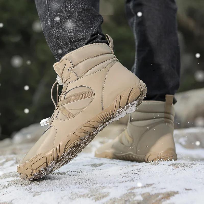 Winter Hiking Shoes Snow Boots Plush Cotton Shoes Outdoor Sneakers Men Women Ankle Boots Warm Winter Boots Mid-top