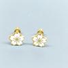 Stainless Steel Five-Petal Flower Drop Oil Earrings with Twist Screw Anti-Loss Design