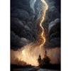 Naturkatastrophe Apokalyptischer Sturm Poster Blitze über dem Ozean Drucke Leinwandbild Wandkunst Bilder Heim Wohnzimmer Dekor