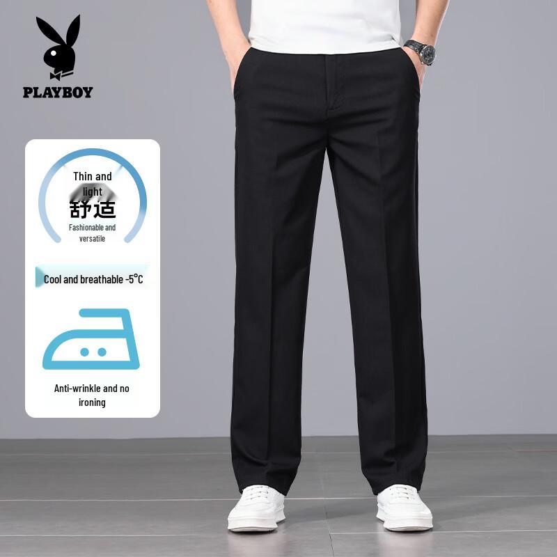 PLAYBOY Men s Lyocell Blend Casual Straight-Leg Pants 32