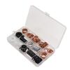 Boxed set of 190 copper mixed gaskets designed for automotive marine and household appliance sealing applications