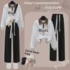 Girls' College Style Sweatshirt & Wide-Leg Pants Set - Autumn 2024 Fashion for Junior & High School