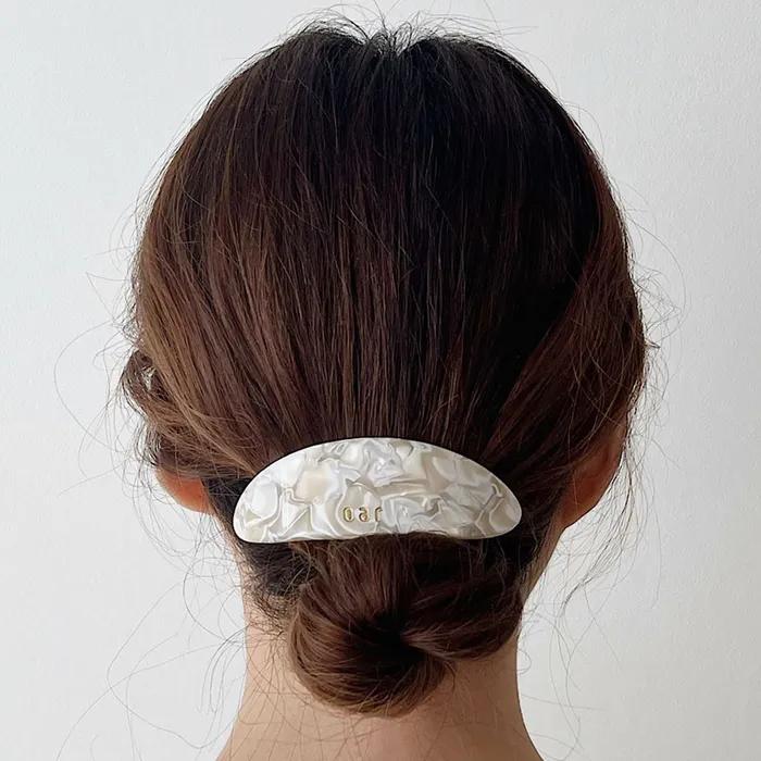 Classic Big Marble Barrette [Ivory Marble]