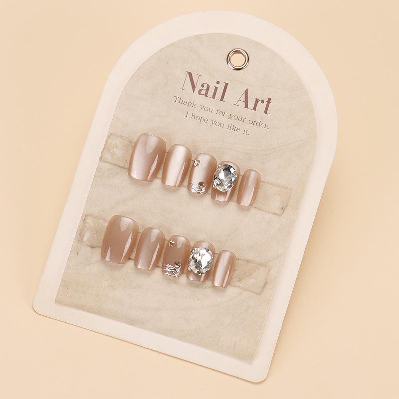 

Высококлассные носибельные ногти с эффектом кошачьего глаза и глиттером - 30 съемных коротких элементов ручной работы для нейл-арта