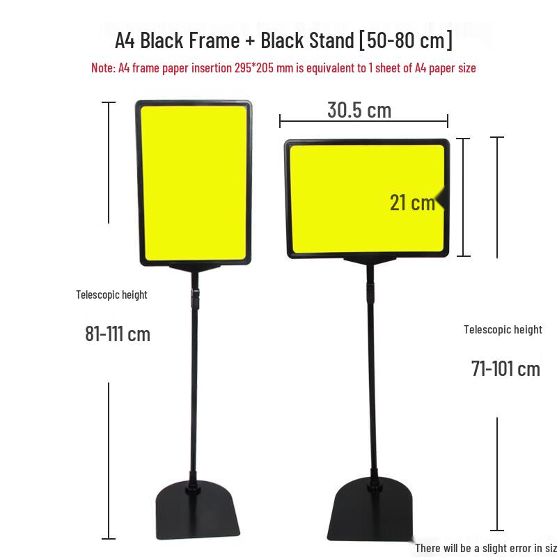 A4 Vertical Aluminum Alloy Floor Display Sign A4