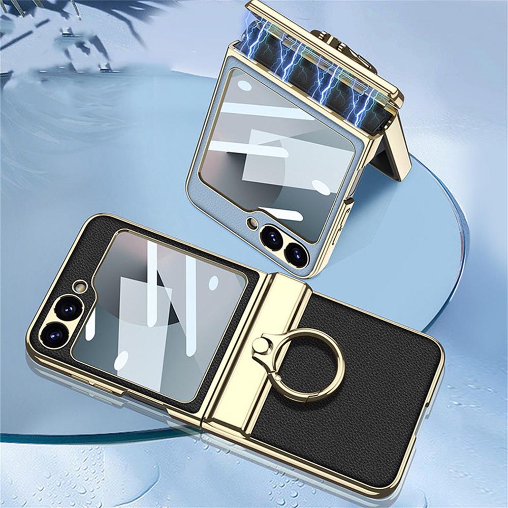 GKK For Samsung Galaxy Z Flip7 FE 5G/Z Flip6 5G Case PC+PU Kickstand Phone Cover