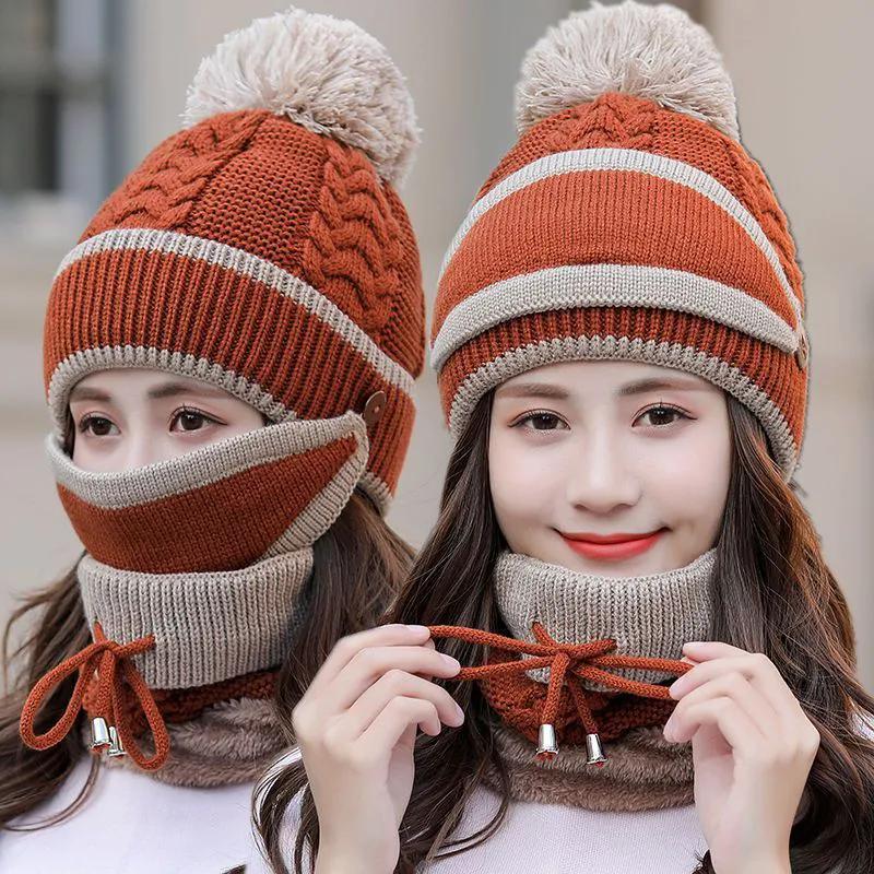 Woolen Hat Women's Winter Cute All-match Thickening Warm Cycling Knit Hat Plus Velvet Warm Hat Women