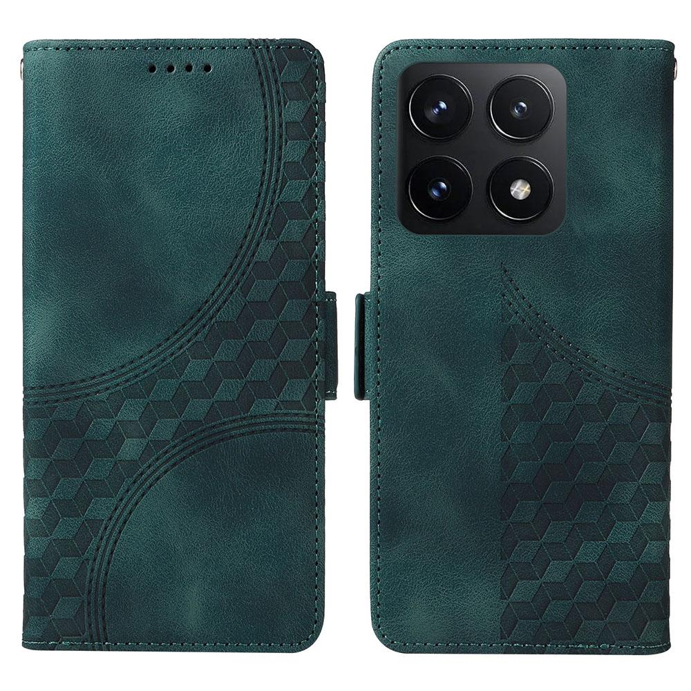 For Xiaomi 14T Case PU Leather Phone Cover Rhombus Starry Imprinted