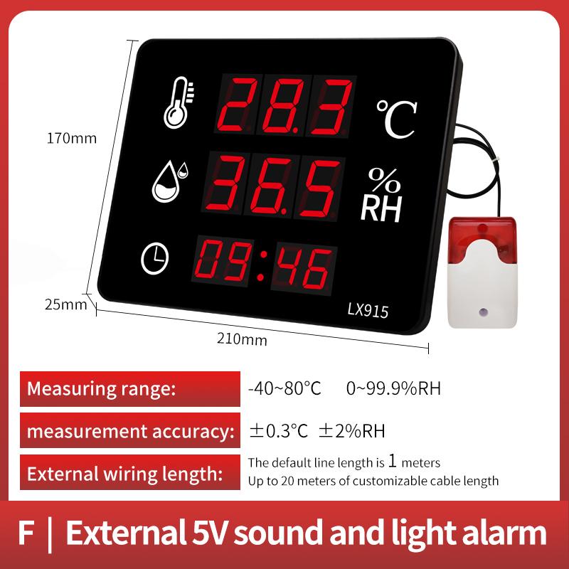Digital Hygrometer Outdoor Indoor Sauna Thermometer WIth Alarm Digital Wall Clock Temperature Meter And Sensor