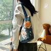 Bucket Handbag Floral Print Canvas Bag Merchandise Storage Cloth Bag Travel Leisure Shoulder Bag