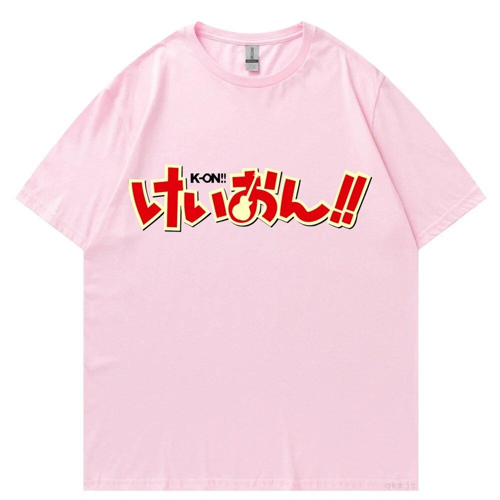 T-Shirt Unisex k-on Grafik weißes T-Shirt Vintage Grunge Japan T-Shirt Grafikästhetik Übergroßes Baumwoll-Kurzarm-T-Shirt T-Shirt