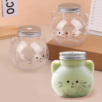 1/5Pcs 350/530Ml Cute Cat Rabbit Plastic Bottle Clear Milk Tea Bottle Water Bottle Portable Coffee Drinking Cup Drink Bottles