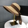 Hollow Out Big Brimmed Woven Cap Portable Bow Fisherman Cap Straw Weaving Beach Hat  Spring