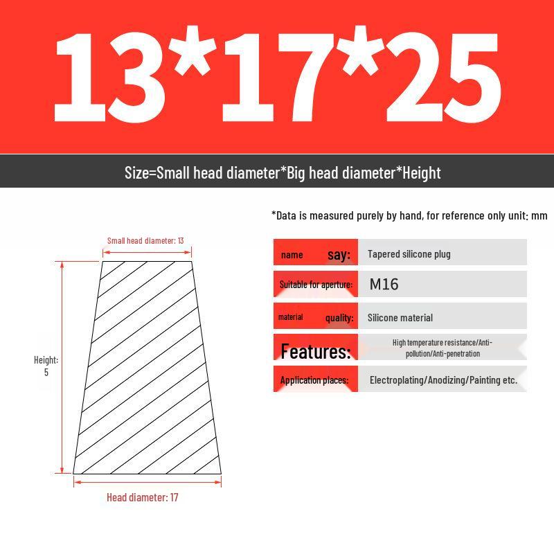 High-Temperature Resistant Silicone Tapered Stopper with Threaded Hole Plug for Sealing and Oxidation Protection