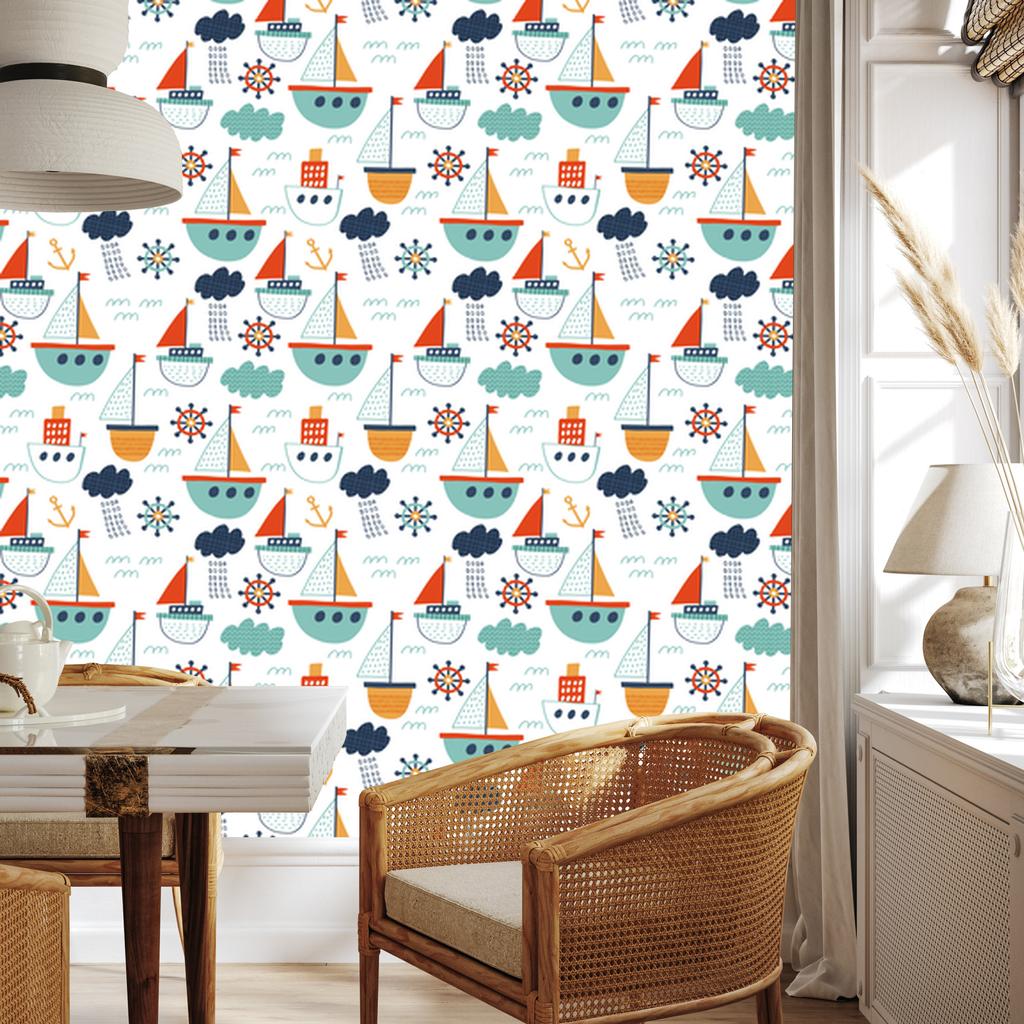Ships at Sea Wallpaper for Living Room and Bedroom 50x1000