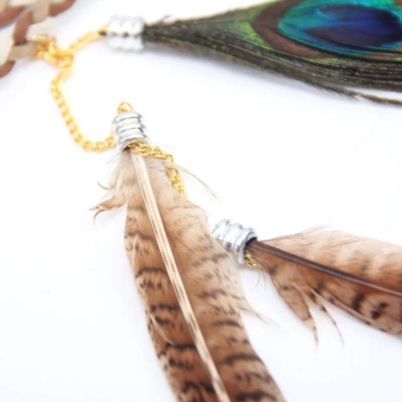 Nuova Creativa Fascia per Capelli con Piume Festival Boho Fascia per Capelli Copricapo Hippy Indiani Accessori per Capelli per Ragazze Regali Decorazione per Capelli