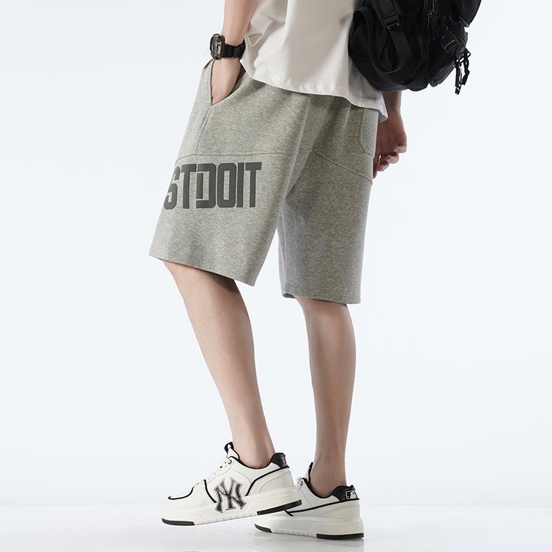 Summer Elastic Waist Letter Printing Shorts Male Loose Casual All-match Sports Shorts Men Knee Length Short Pants
