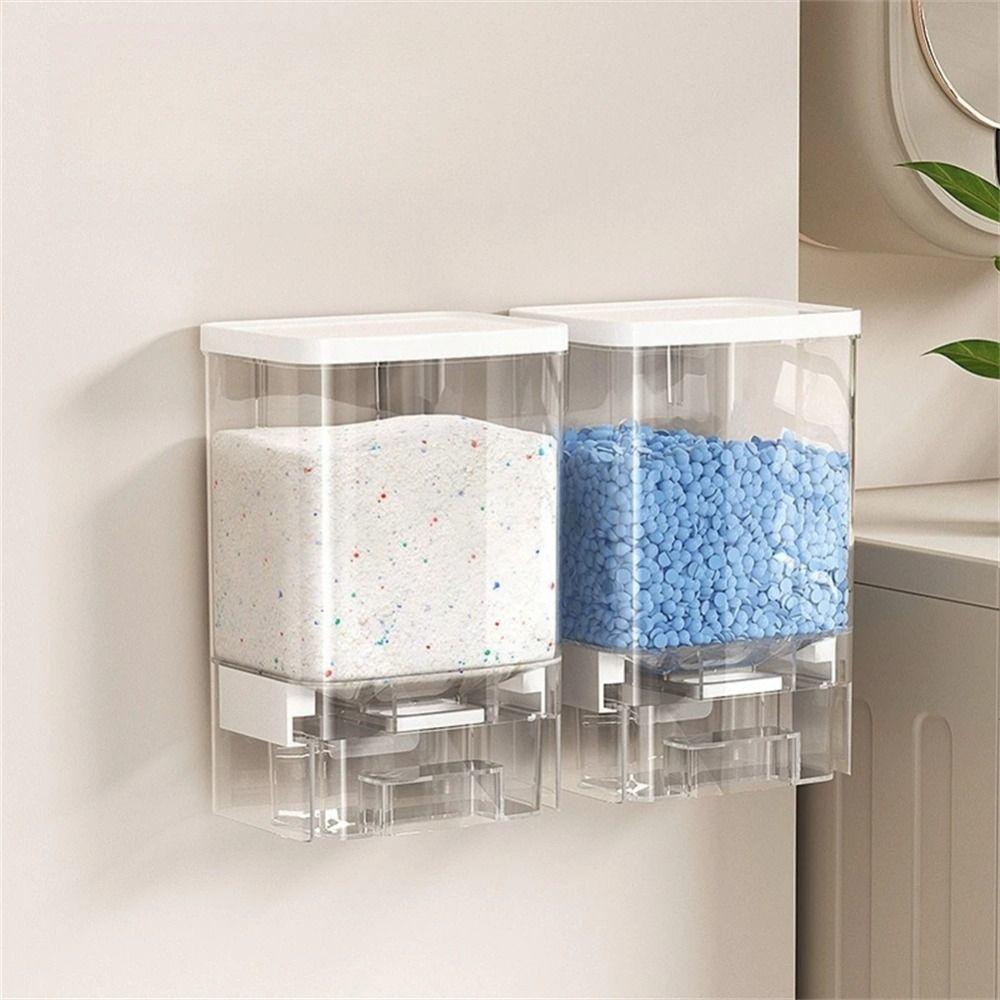 Multifunctional Washing Powder Storage Box Wall Mounted Solid Grain Box Detergent Beads Organizer