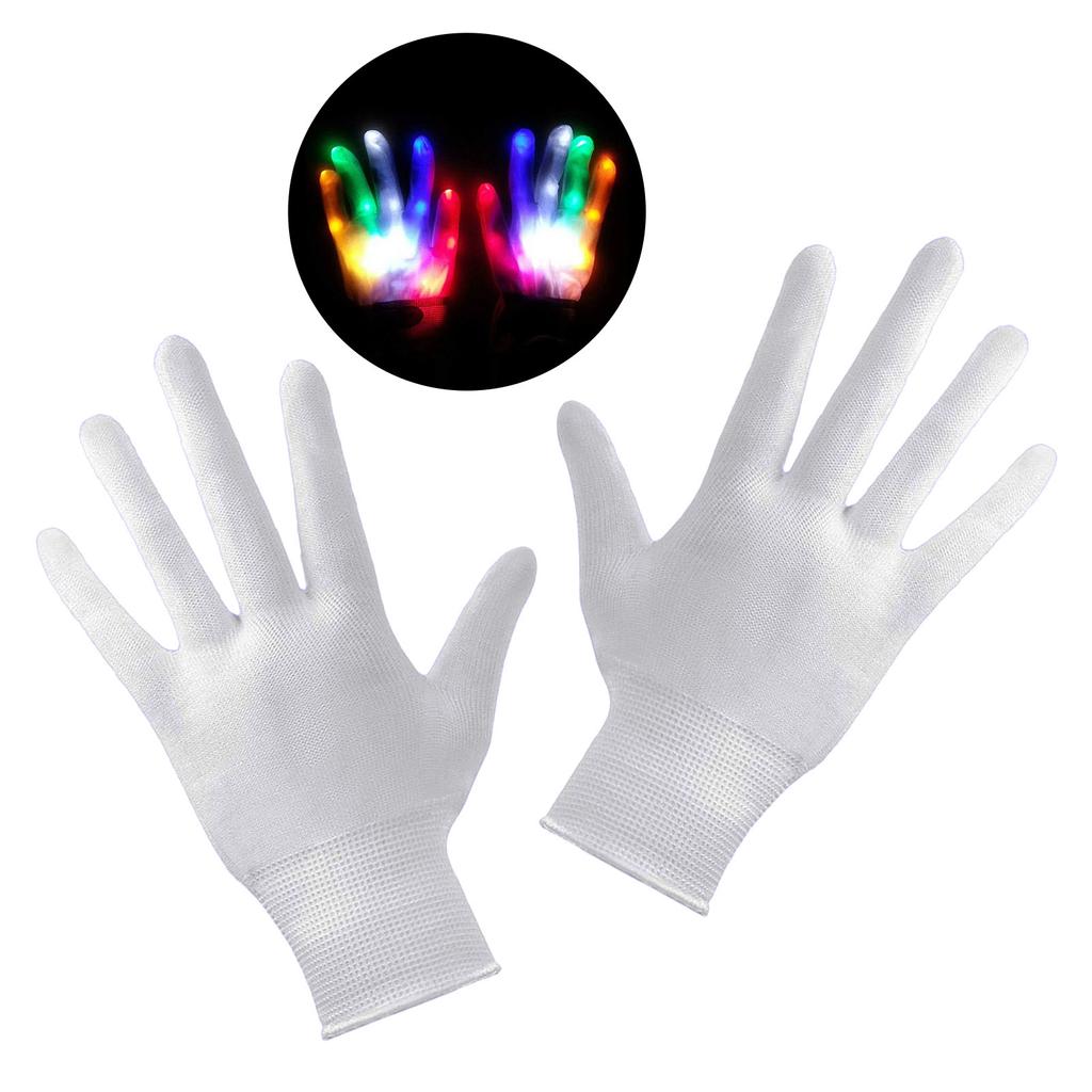 1 Pair Light Up Gloves Colorful 6 Mode Flash Soft LED Finger Gloves for Adults Halloween Cosplay Colorful Light