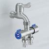 1 In 2 Out Faucet Garden Faucet Dual Control Double Handle Cold Water Faucet Bathroom Washing Machine Faucet Triangle Valve 1Pc