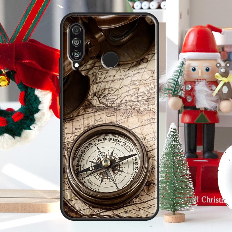 World Map Compass Nautical For Huawei Nova Y73 Y60 Y70 Y90 Y72 Y61 Y91 7i 8i 11i 12i 12s 9 10 SE P20 P30 P40 Lite Case