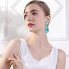 Contemporary Square Shape Earrings Crystals Accent Metal Everyday Elegant for Parties and Professional Settings