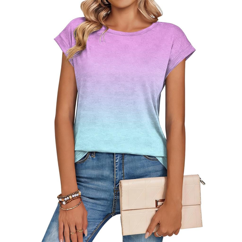 Damen Modisches Lässiges Retro-Print T-Shirt mit lockerem Schnitt