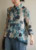 1116 autumn women's lapel cotton and linen large size loose long-sleeved buttons, women's pullover printing, pure cotton shirt