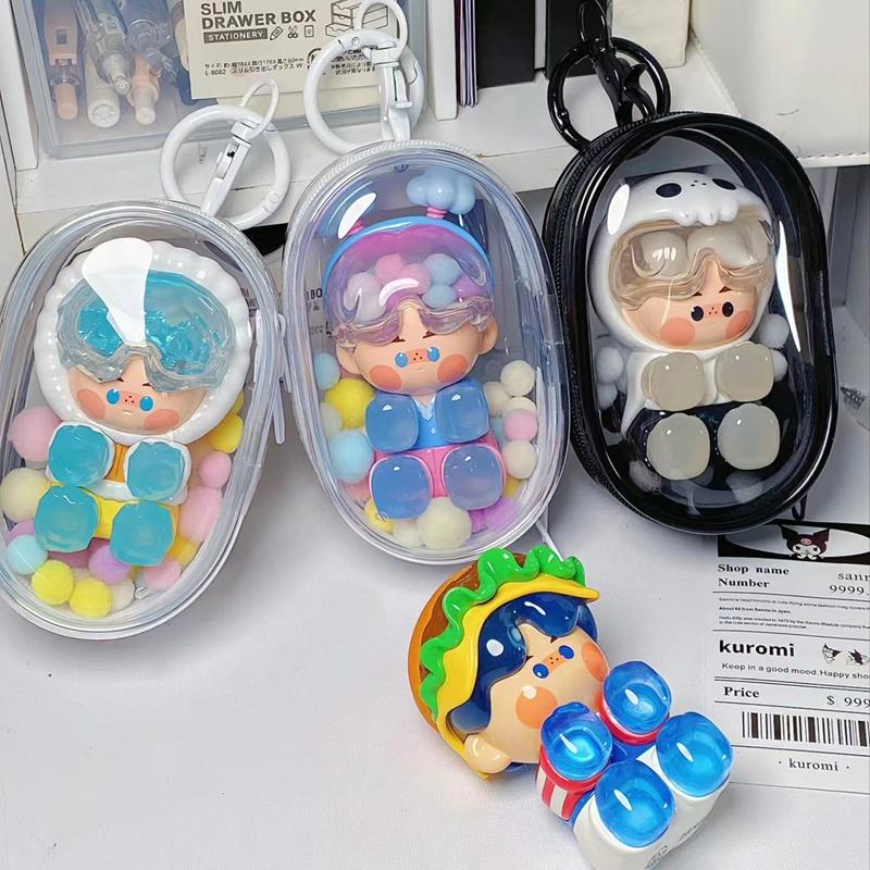 Toys Transparent Doll Storage Bag PVC Bag for Figurines Plush Cotton Dolls Carry Portable Storage Case Pouch Keychain Pendant