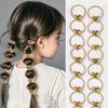 10PCS Gold Heart Hair Rings Set, Glittery Braided Hair Accessories For Girls, Cute Metallic Heart Decor Hair Bands