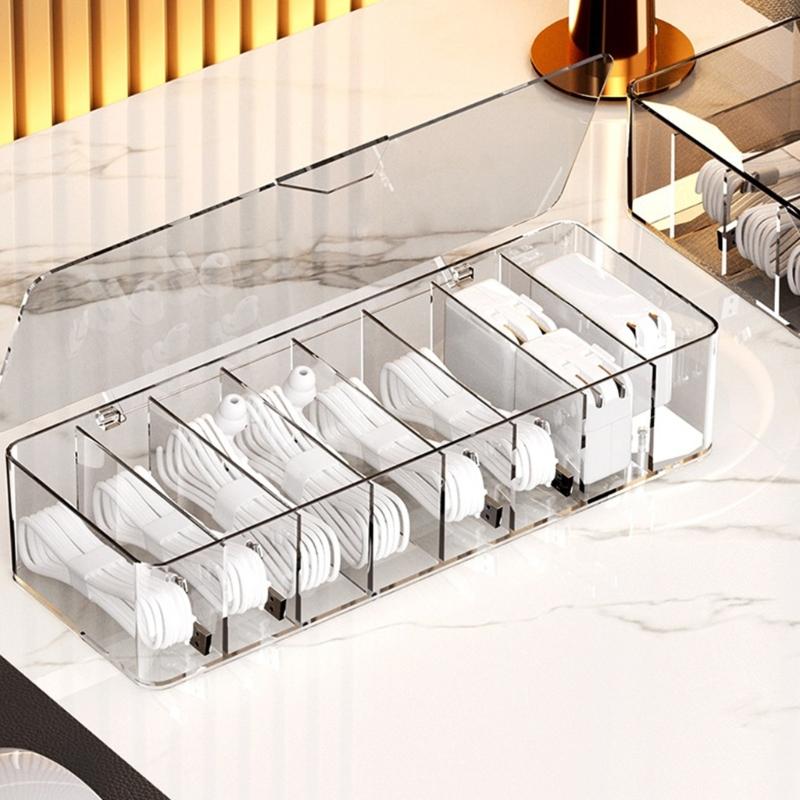 Multiple Cable Organizers Box 8 Compartments Dustproof Designs Accessory for Tidying Home and Offices Space Saving
