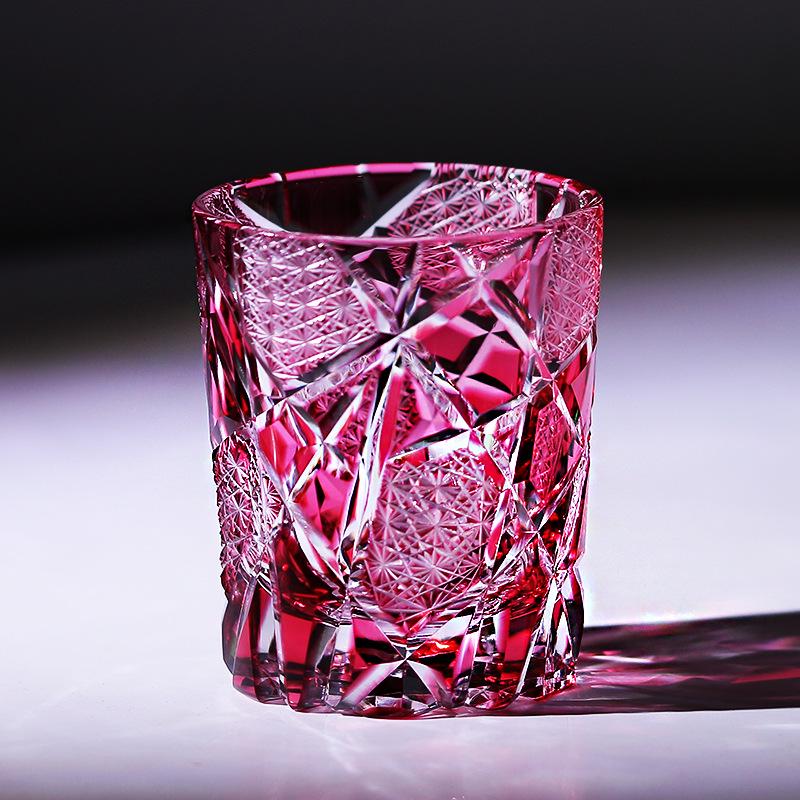 Edo Kiriko Hand-Carved Japanese Crystal Whiskey and Beer Glass Gift