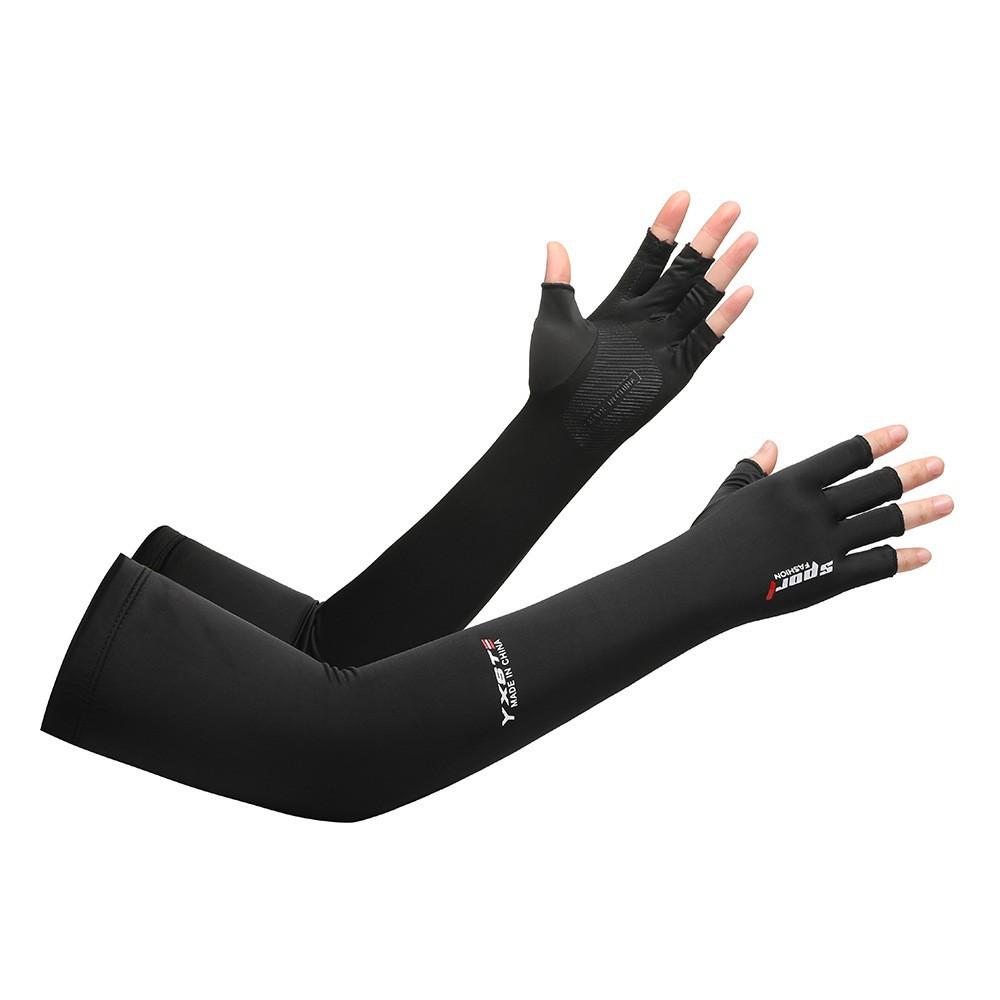 Sunscreen Ice Sleeves for Men and Women Summer Ice Silk Gloves Takeaway Fishing Two Finger Anti Ultraviolet Extended Thin Cycling Ice Sleeves