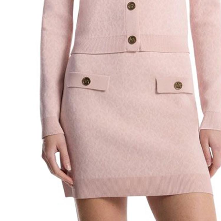 Michael Kors Ss25 Round Neck Floral Knit Cardigan Women cardigans Light-Pink JS5616VHHZ-108