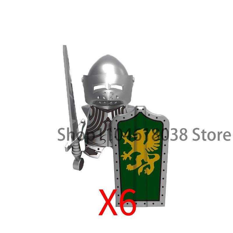 Medieval Castle Soldier Action Figures Building Block Empire Templars Lancer Warrior Militia Helmet Shield Sword Bow Toy Gifts