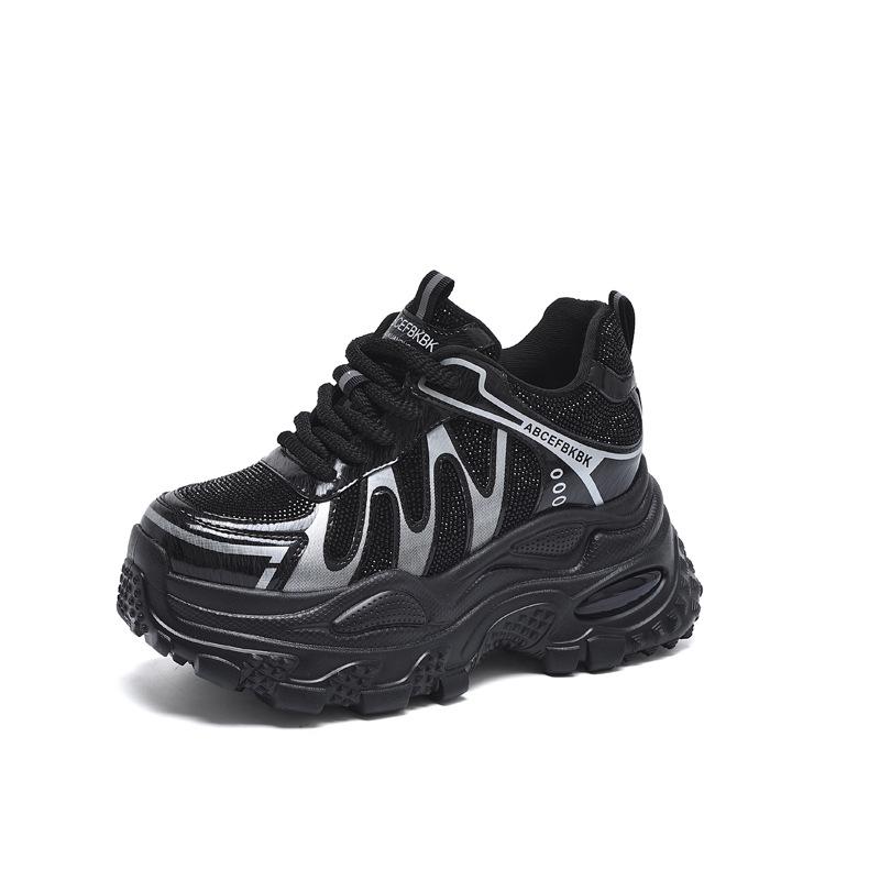 Inner heightening dad shoes women s new muffin thick-soled rhinestone versatile small sports and leisure shoes 34