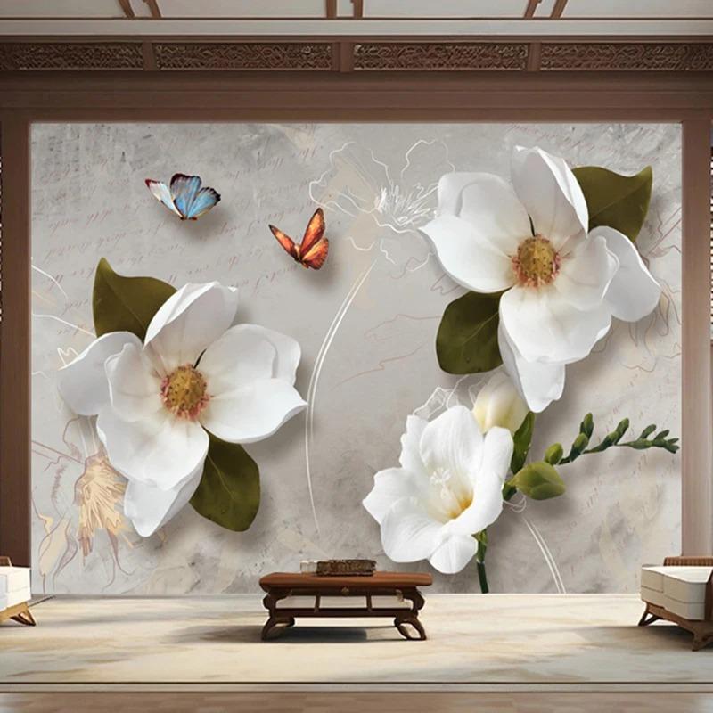 Europäischen Stil Tapete Retro Blume Schmetterling Wand Dekor Wandbild Für Wohnzimmer Schlafzimmer Hintergrund 3d Wand Papier