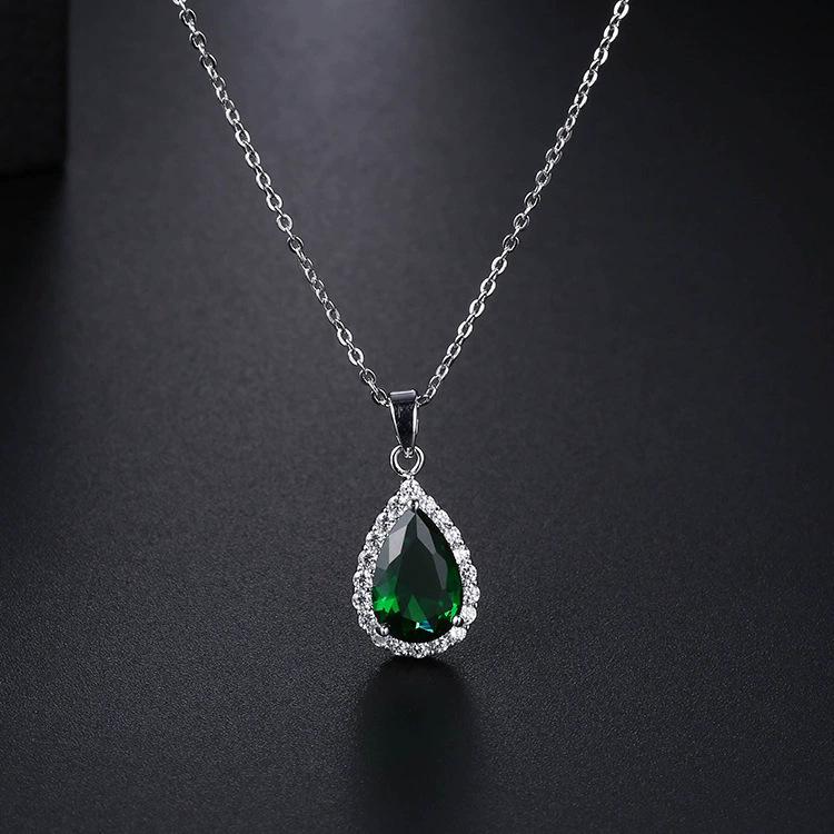 Versatile Elegant Zircon Pendant Necklace for Women, Green