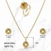 4pcs/set Twist Design Zircon Set Simple Geometric MetalNecklace Stud Earrings Ring Set