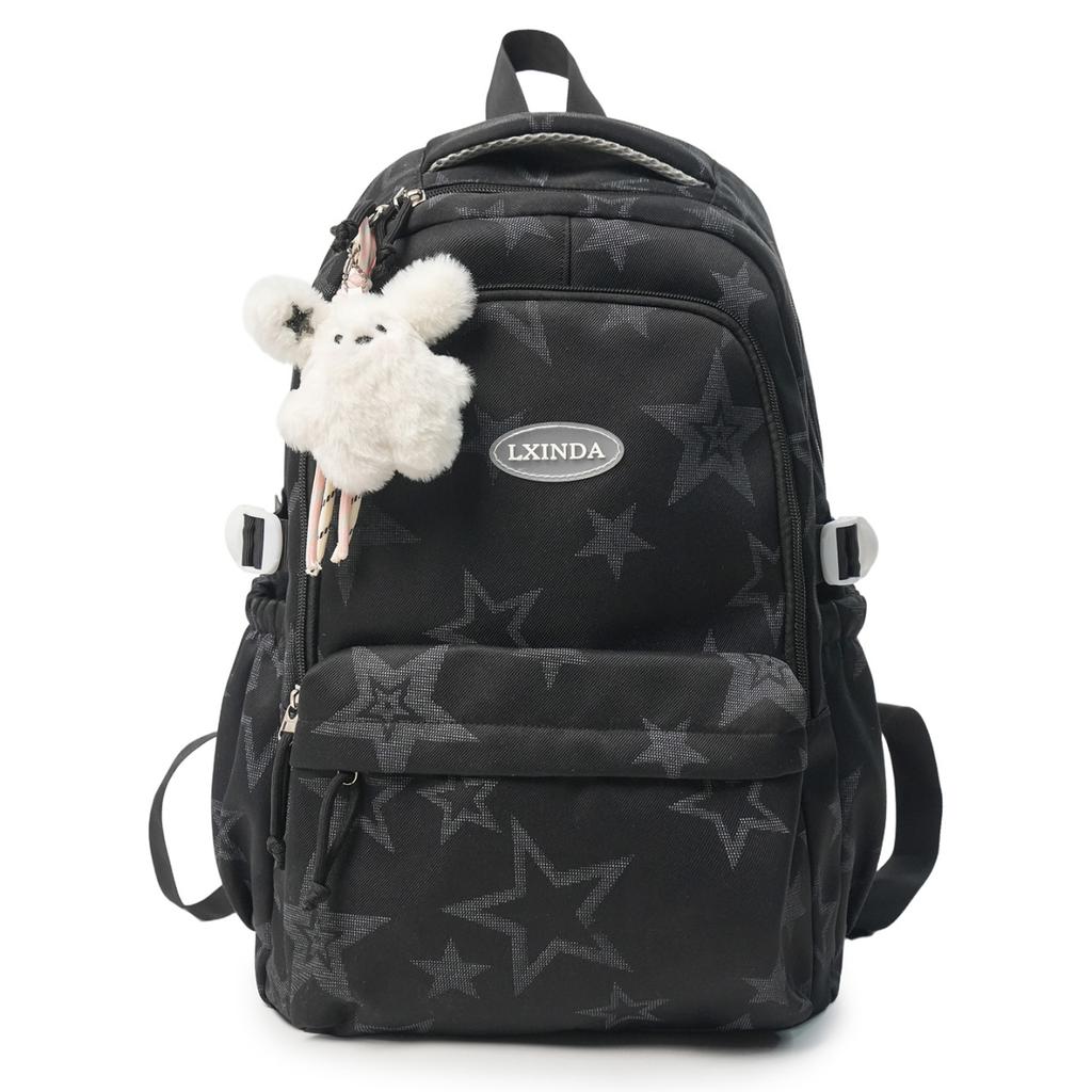 Schoolbag Large capacity schoolbag for men and women, junior high school students, campus solid color backpack, Japanese versatile college student