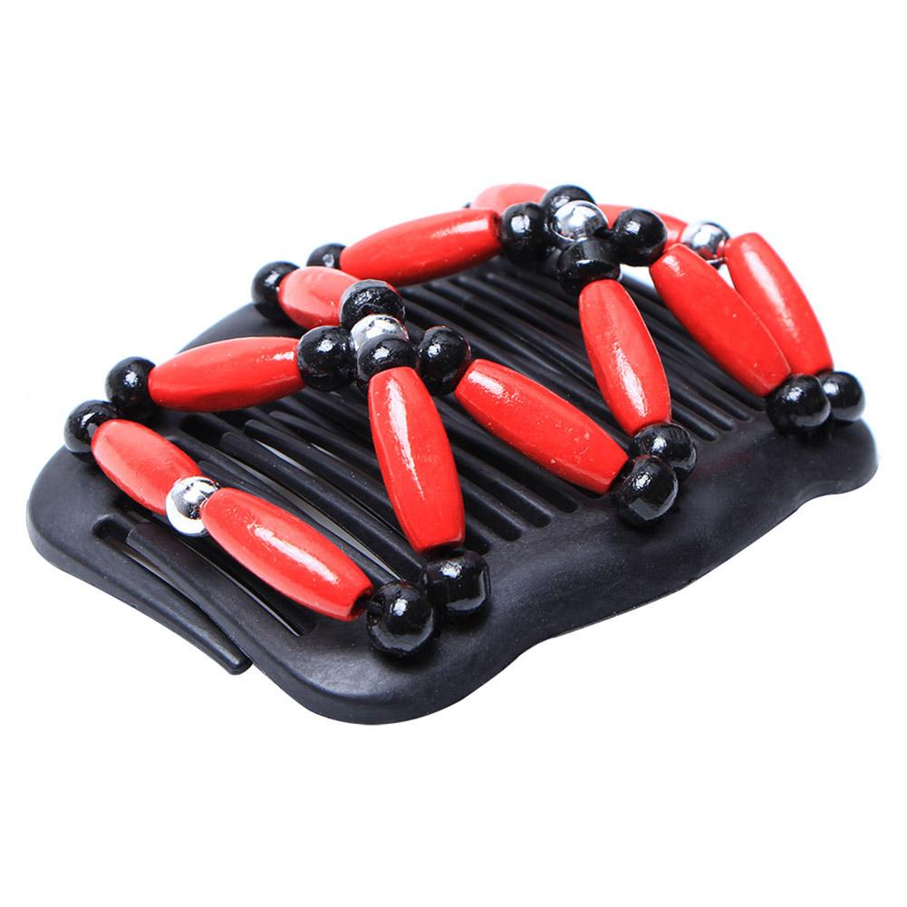 Fashion Women Stretchy Magic Comb Elasticity Hairpin Beads Double Comb Hair Device